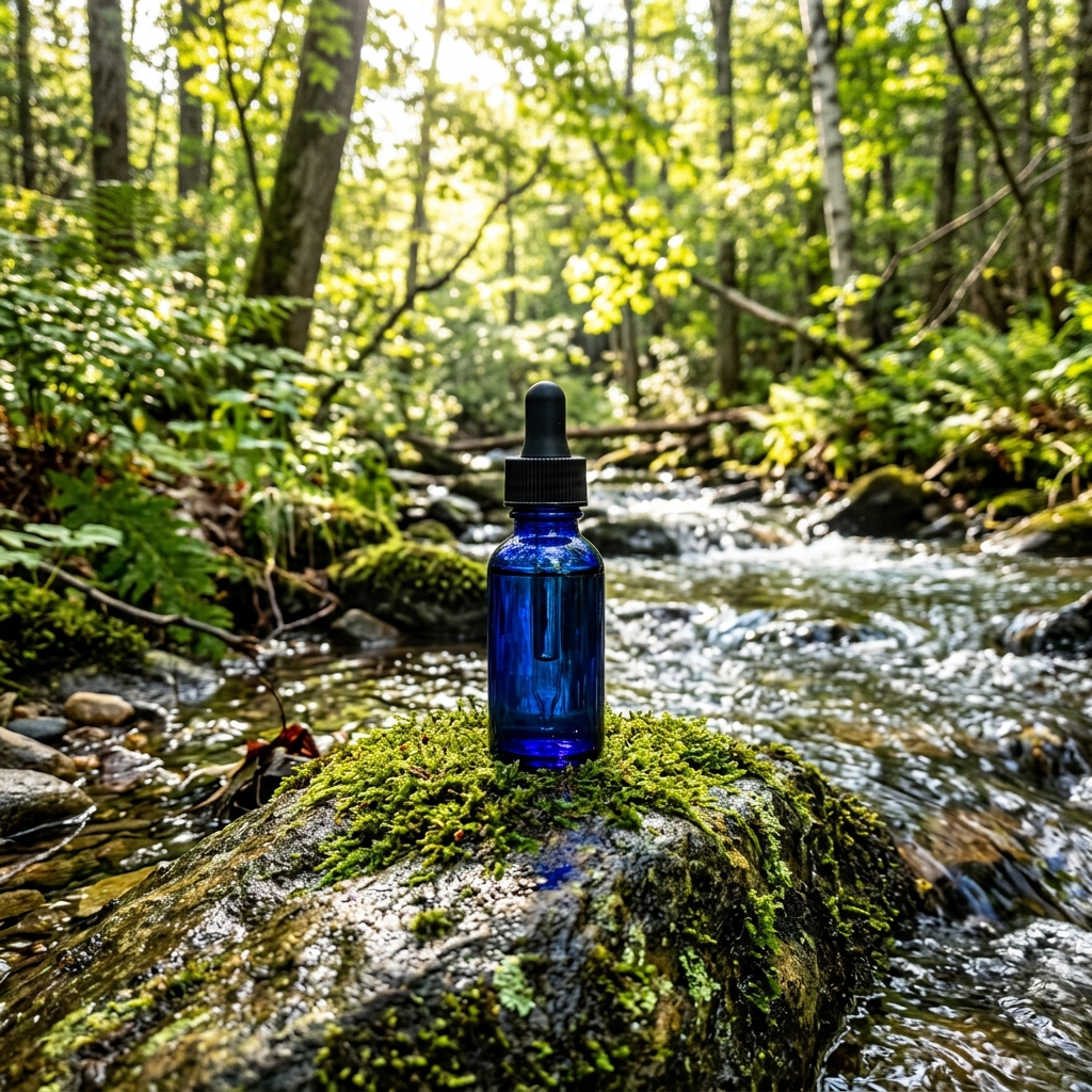 Serum bottle outdoor background